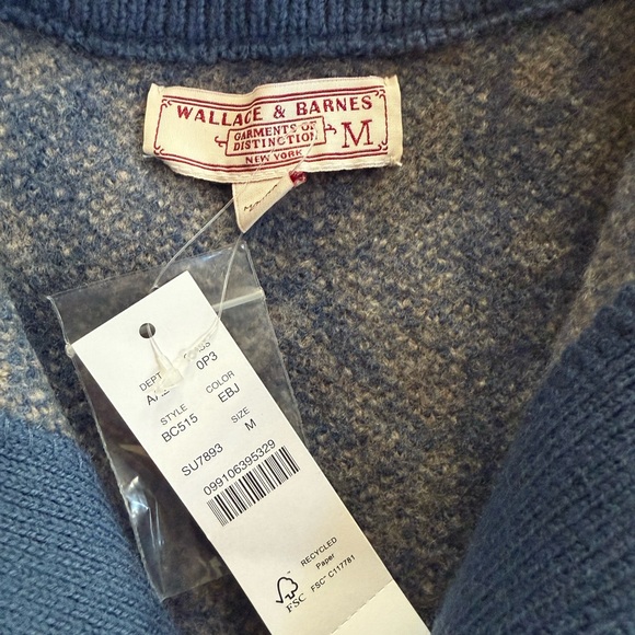 [NWT] Wallace & Barnes 100% Boiled Merino Wool Patterned Cardigan Sweater - Picture 4 of 6